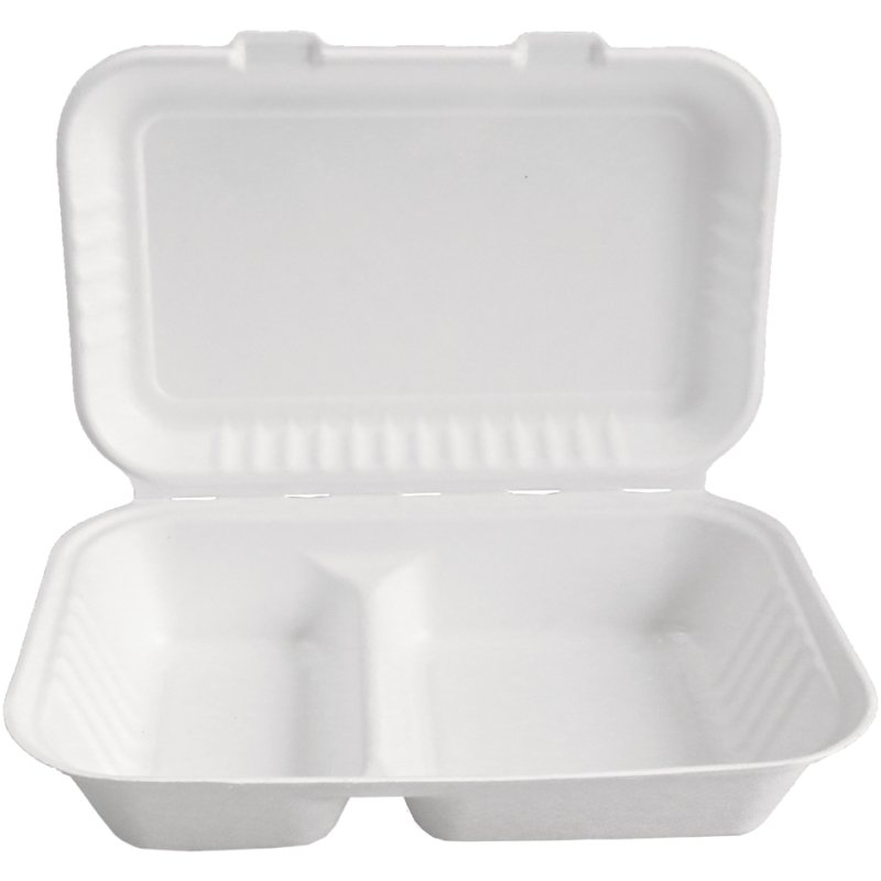 NATURE Star boîte à lunch bagasse, 2 compartiments, blanc, 25 pièces