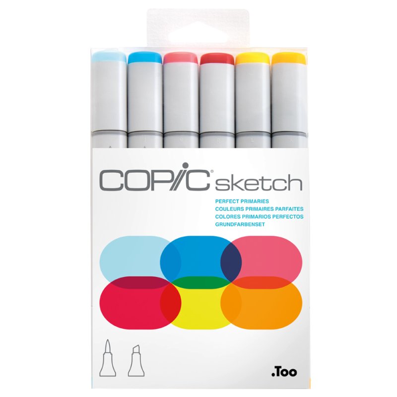 COPIC Marker sketch Perfect Primaries, alcohol-based, refillable, 6 pieces