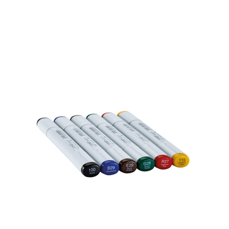 COPIC marker sketch Bold Primaries, base alcoolique, rechargeables, 6 pièces