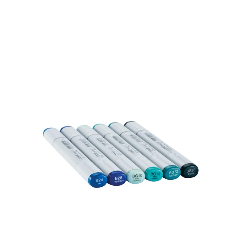 Marqueurs COPIC sketch Sea & Sky, base alcoolique, rechargeables, 6 pièces