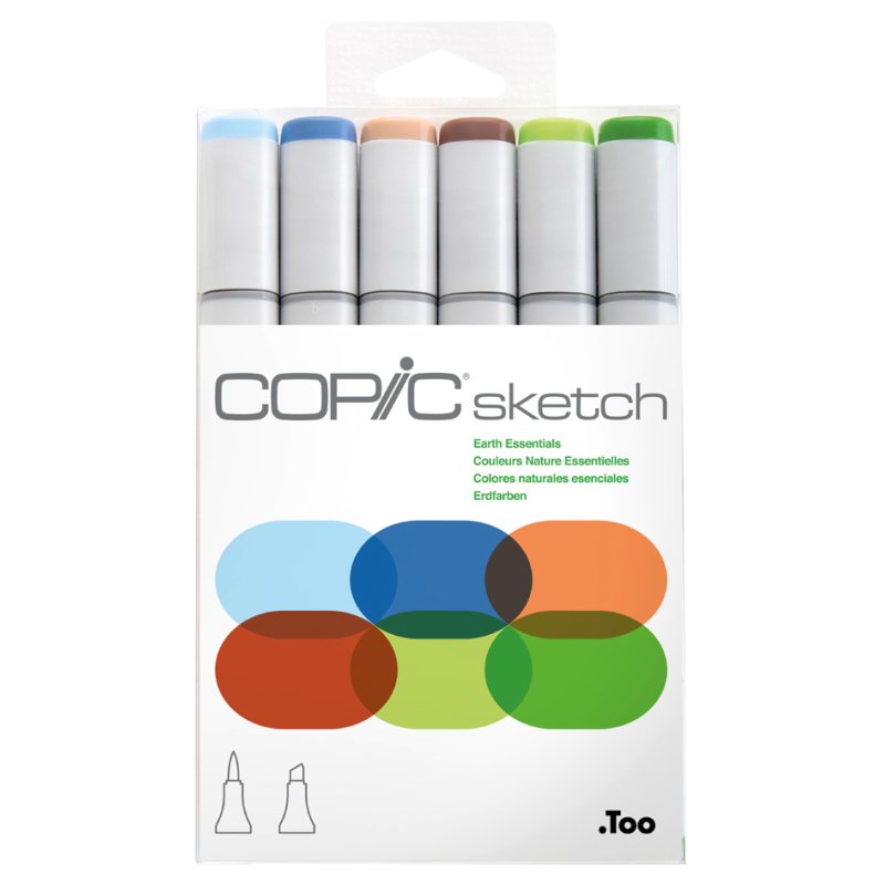 COPIC markers sketch, alcohol-based, refillable, Earth Essentials 6 pieces