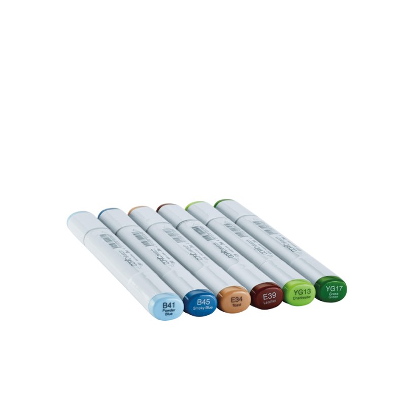 COPIC markers sketch, alcohol-based, refillable, Earth Essentials 6 pieces