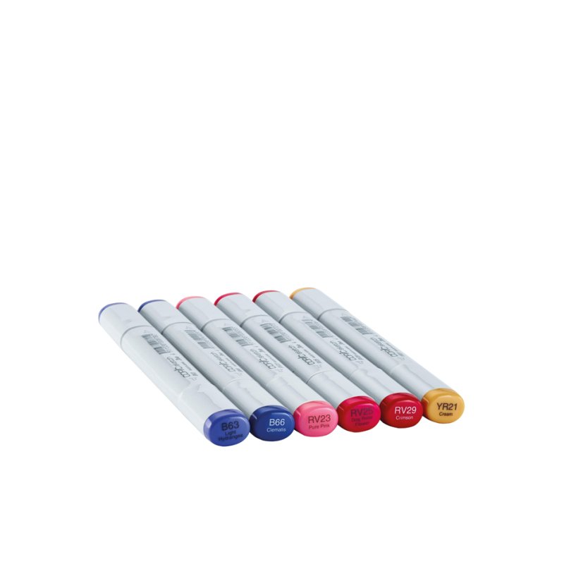 COPIC markers sketch Floral Favorite 2, rechargeables, base alcool, 6 pcs
