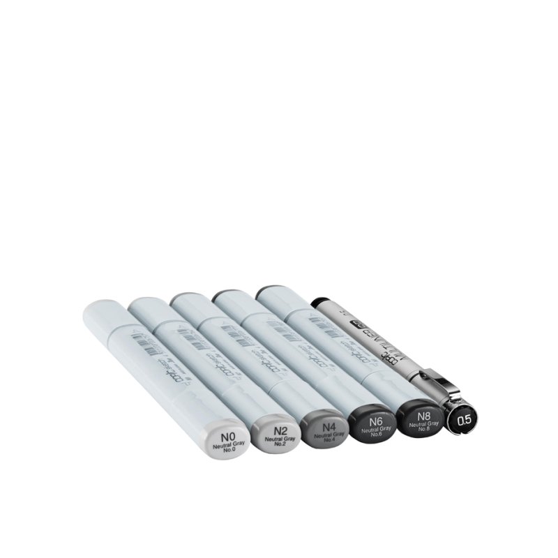 COPIC markers sketch set de 6 Sketching Grays, base alcool, rechargeables