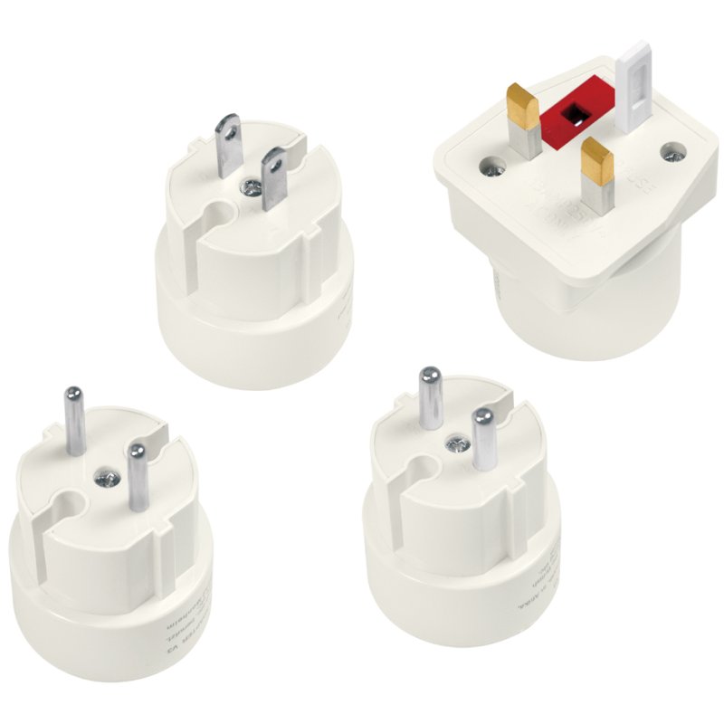 LogiLink travel adapter set EU/UK/US, white, 4 adapters