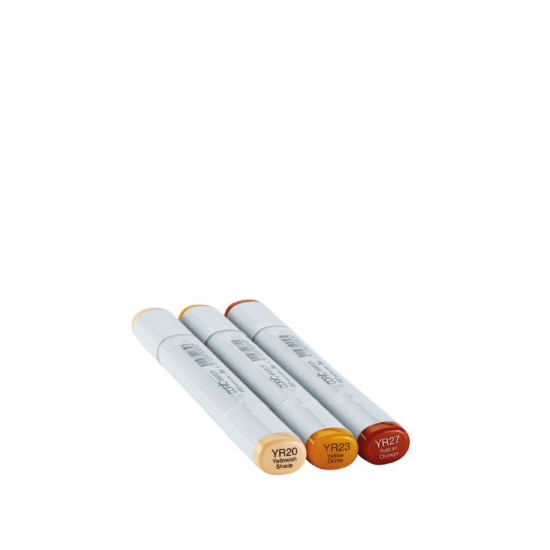 COPIC Marker sketch Color Fusion 4, rechargeables, set de 3, YR20/YR23/YR27