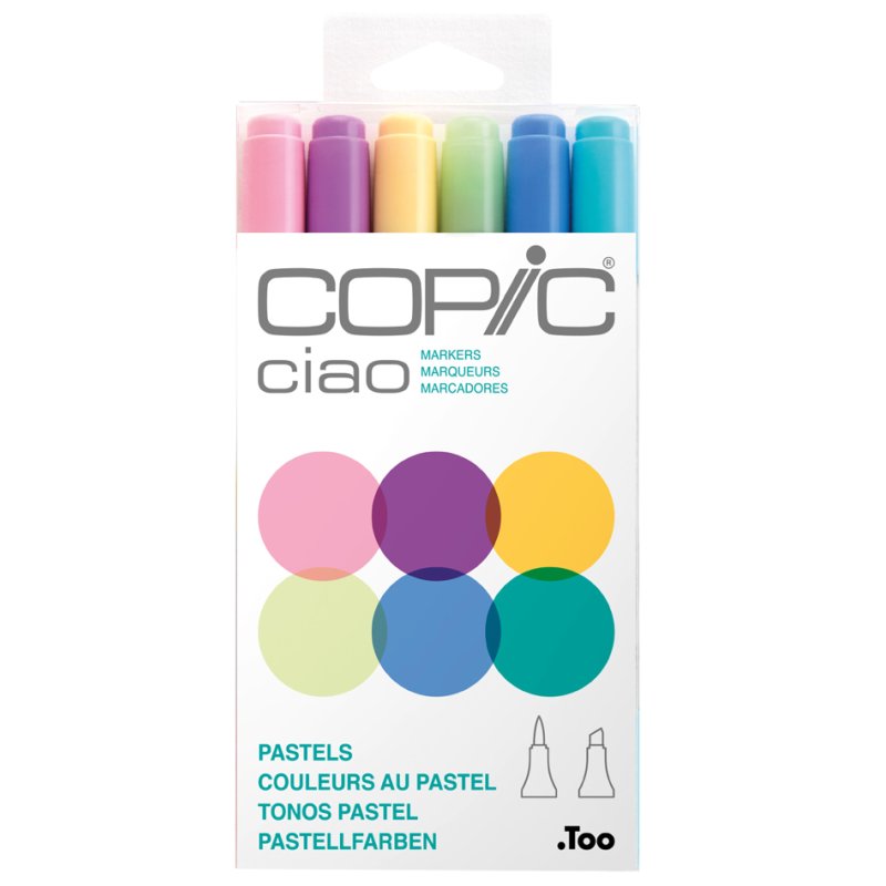 COPIC markers ciao, dual tip, pastel shades, 6 pieces