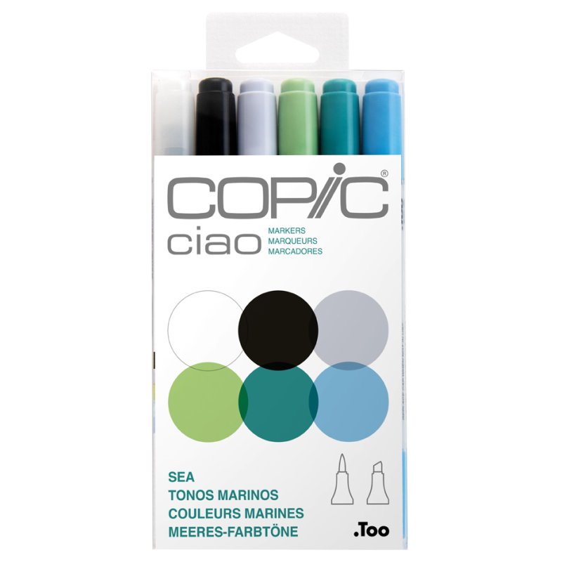 COPIC markers ciao, Sea set, encre à base d'alcool, 6 pièces