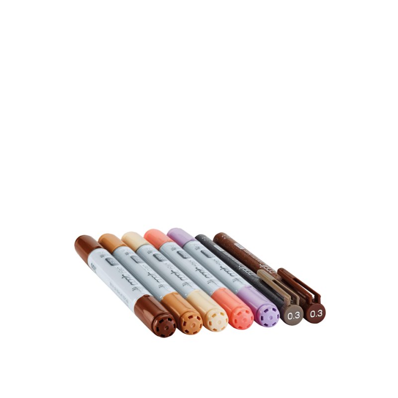 COPIC marker ciao Doodle Kit People, alcohol-based, dual tip, 7-piece set