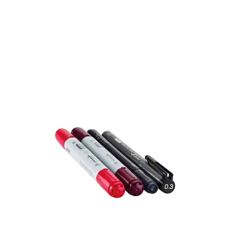 COPIC markers ciao Doodle Pack Red, alcohol-based, 4-piece set