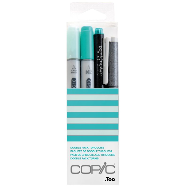 COPIC markers ciao Doodle Pack Turquoise, alcohol-based, dual tip, 4-piece