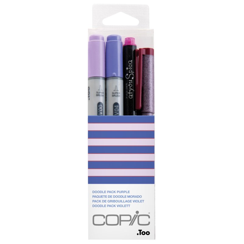 COPIC Marker ciao Doodle Pack Purple, base alcool, set de 4 pièces