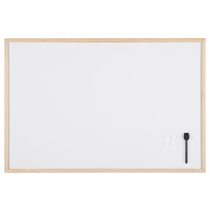 Bi-Office witbord met houten omlijsting, magnetisch, 90×60 cm