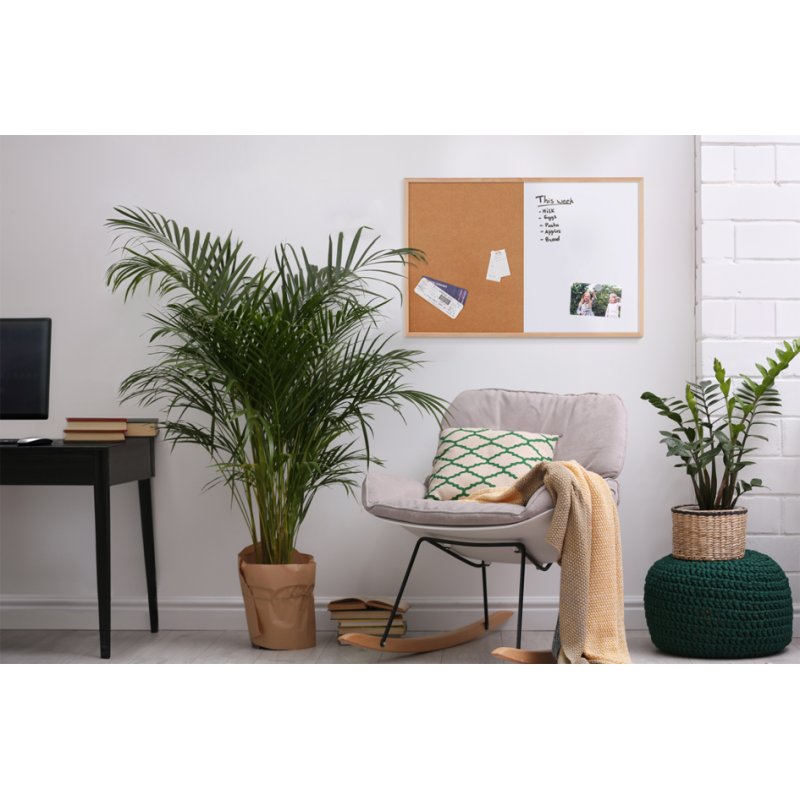 Bi-Office tableau réversible avec cadre bois, liège et acier, 90×60 cm