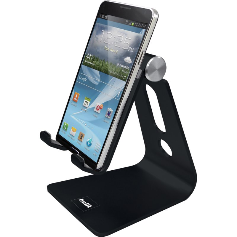 helit smartphone standaard the lite stand, noir, aluminium, réglable