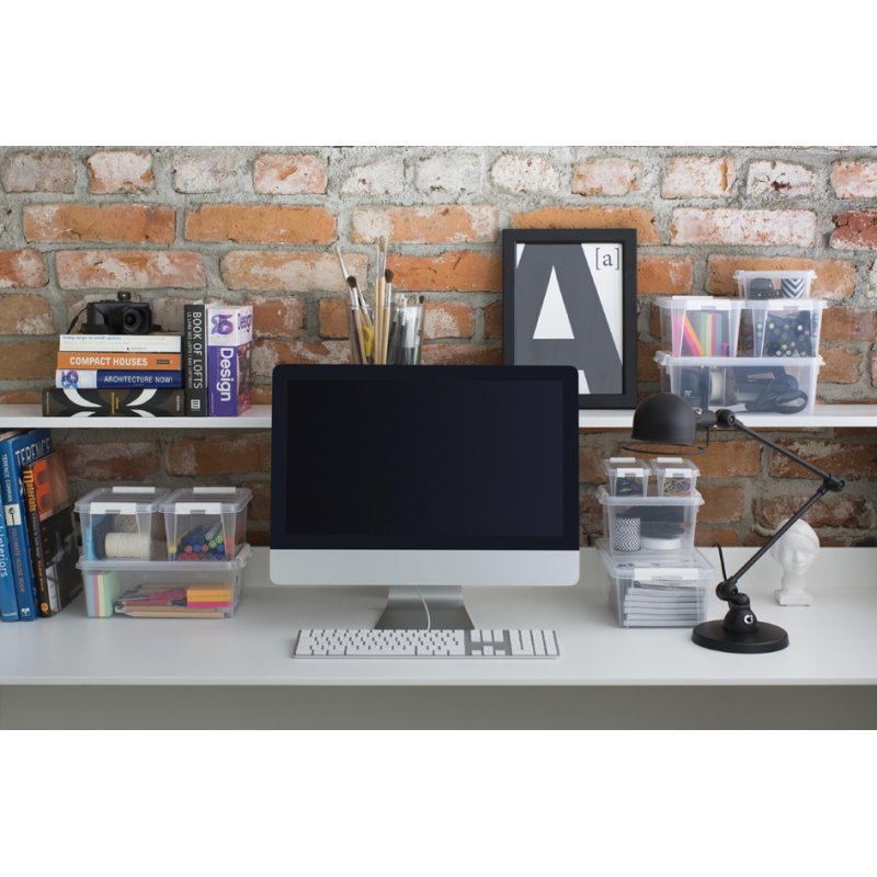smartstore boîte de rangement CLASSIC, transparent, clips blancs, 1,5 L