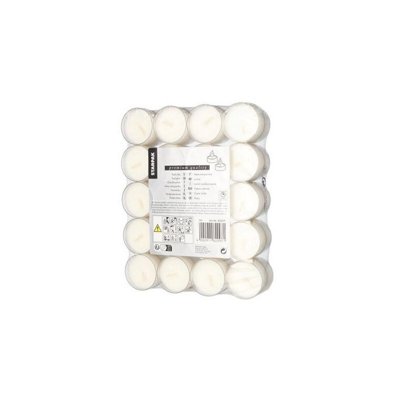 STARPAK bougies chauffe-plat, blanc, diamètre 38 mm, 40 pièces
