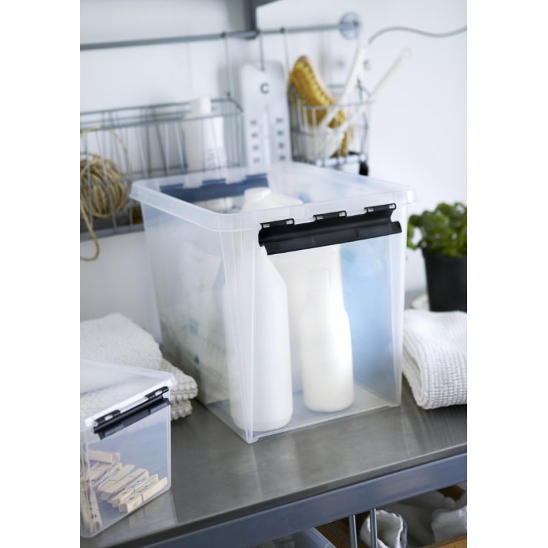 smartstore boîte de rangement CLASSIC 13, transparent, clips noirs, 13 litres