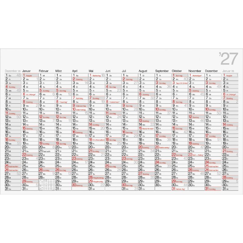 rido idé calendrier mural Office II, 1.140 x 685 mm, 14 mois