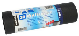 STARPAK vuilniszakken LDPE met trekband, 120 liter, blauw, 15 stuks