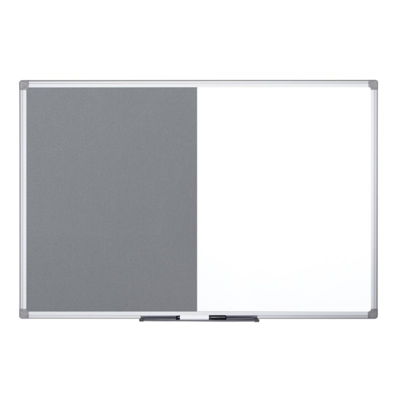 Bi-Office Tableau combiné, tableau blanc/feutre, gris, 60×45 cm