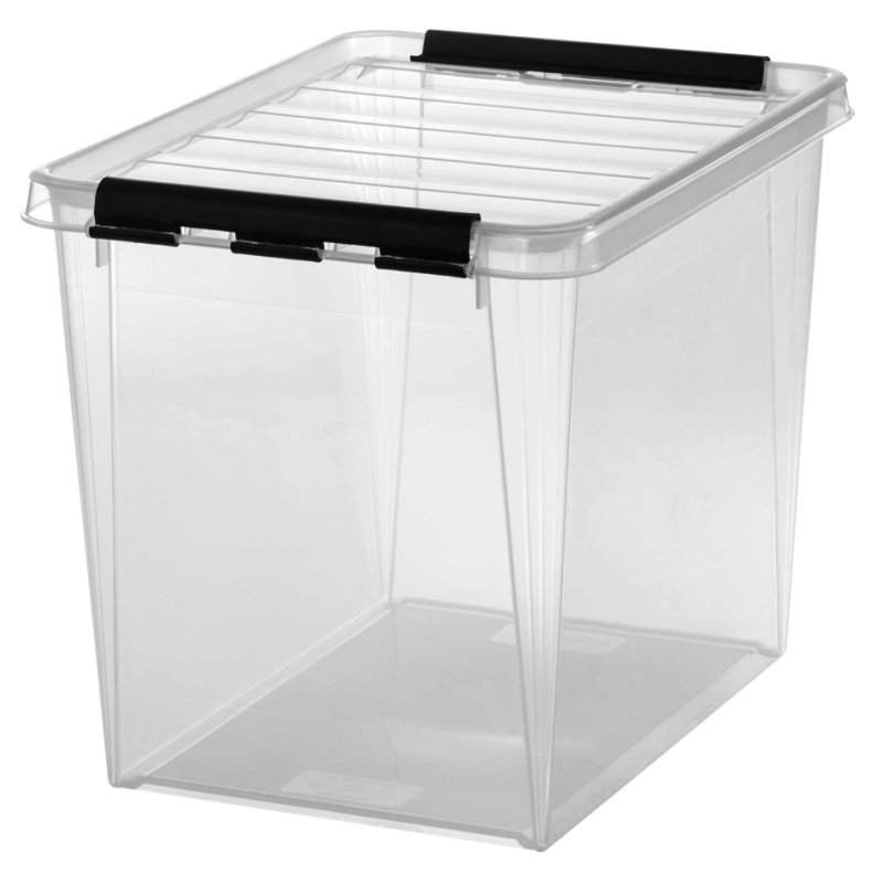 smartstore boîte de rangement CLASSIC, 25 L, transparent, clips blancs