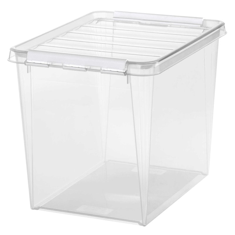 smartstore boîte de rangement CLASSIC, 25 L, transparent, clips blancs