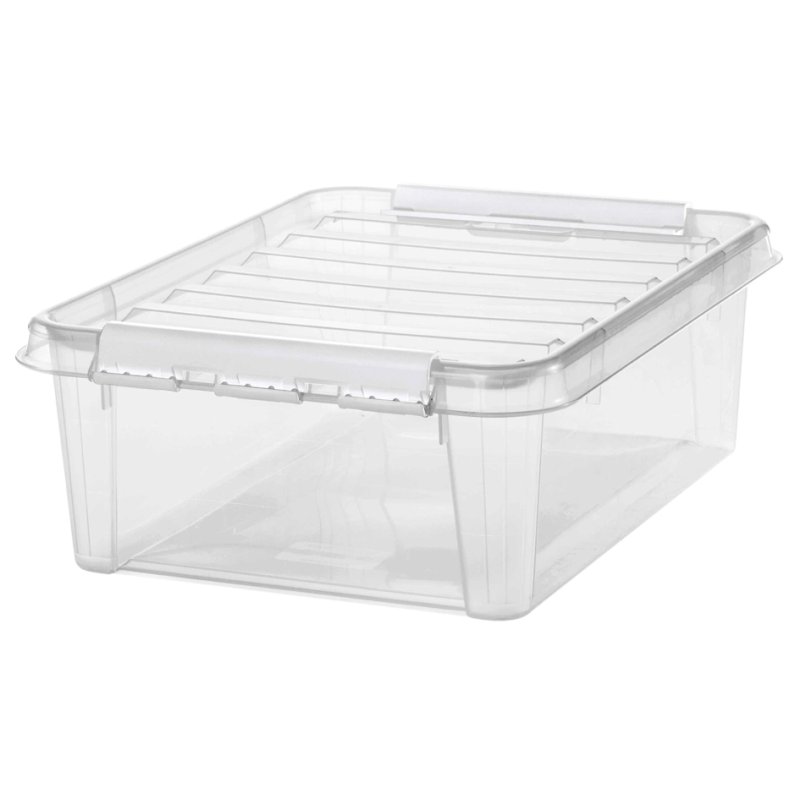 smartstore boîte de rangement CLASSIC 20 L, transparent, clips blancs