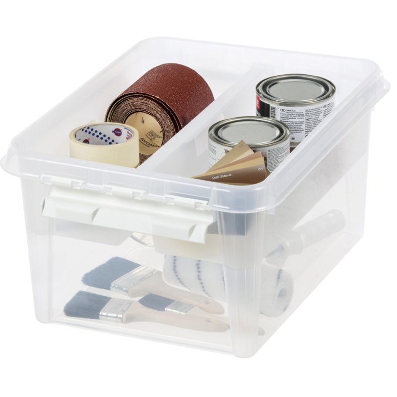 smartstore boîte de rangement CLASSIC 20 L, transparent, clips blancs