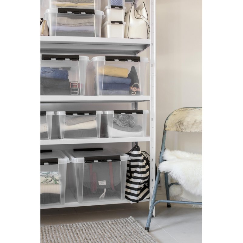 smartstore boîte de rangement CLASSIC 20 L, transparent, clips blancs