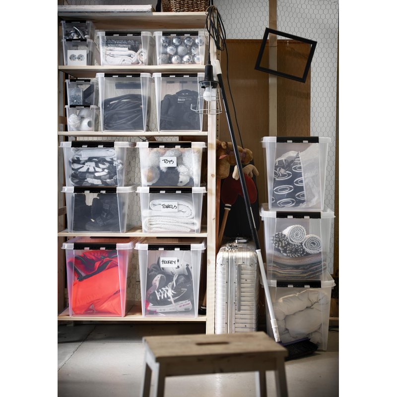 smartstore boîte de rangement CLASSIC 31 L, transparent, clips noirs