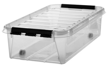 smartstore opbergbox CLASSIC, transparant met zwarte clips, 30 liter, 400×720×190 mm