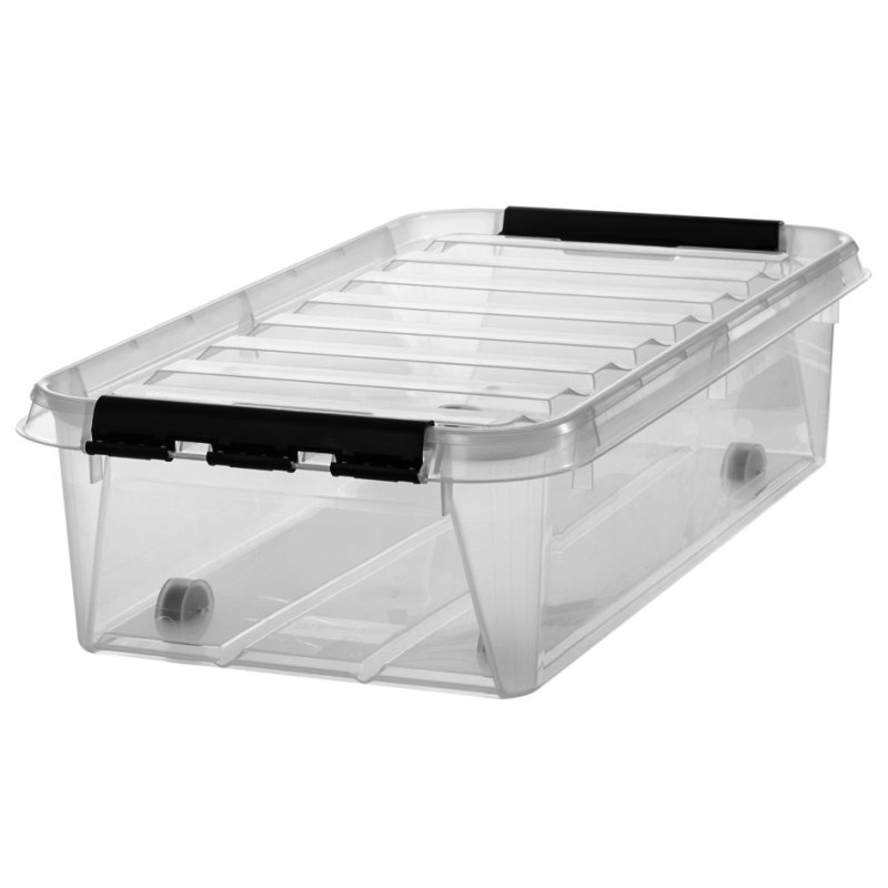 smartstore boîte de rangement CLASSIC 30 litres, transparente, 400×720×190 mm, avec 4 roulettes