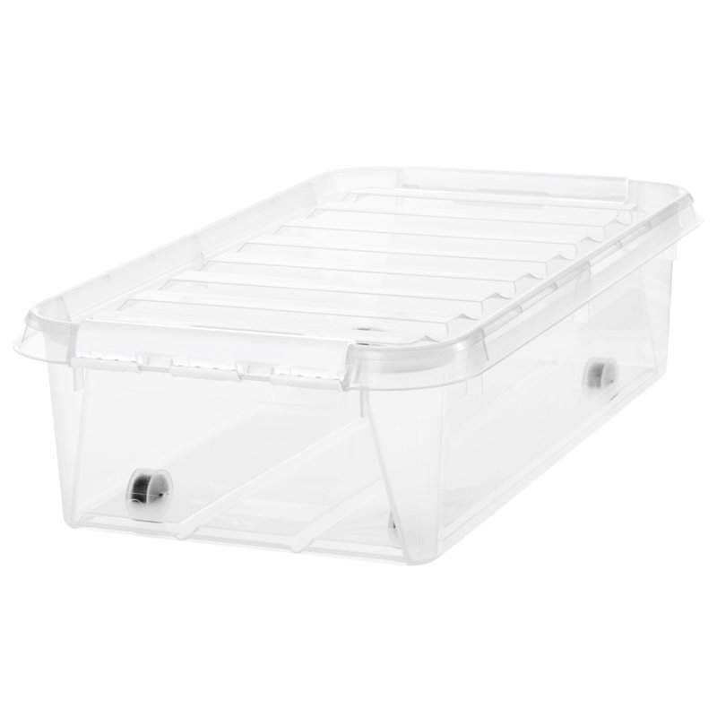 smartstore boîte de rangement CLASSIC 30 litres, transparente, 400×720×190 mm, avec 4 roulettes