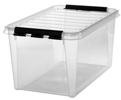 smartstore opbergbox CLASSIC, 46 liter, transparant met zwarte clips