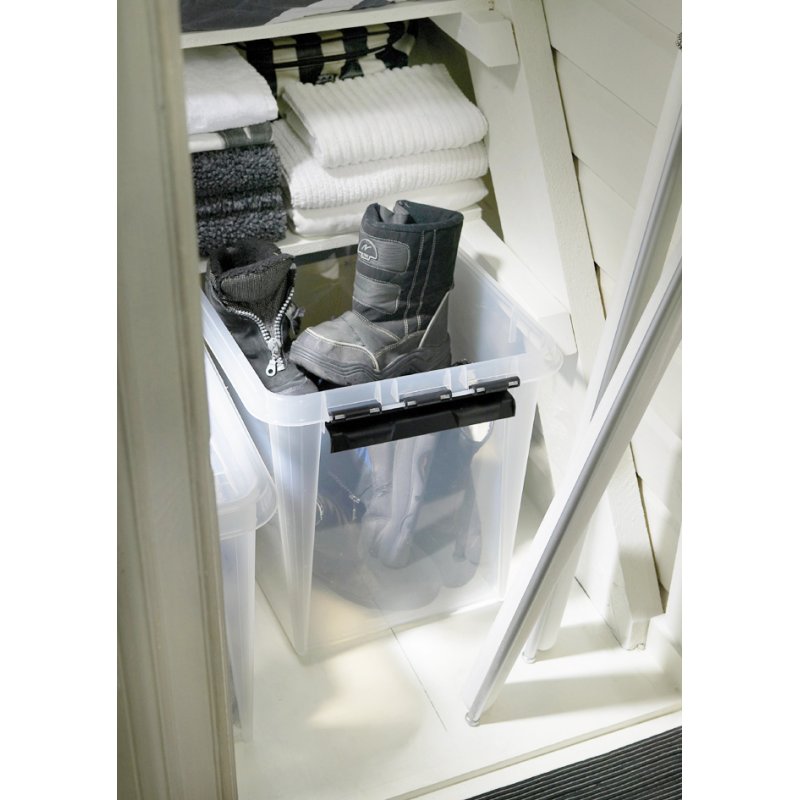 smartstore boîte de rangement CLASSIC 52 L, transparent, clips blancs