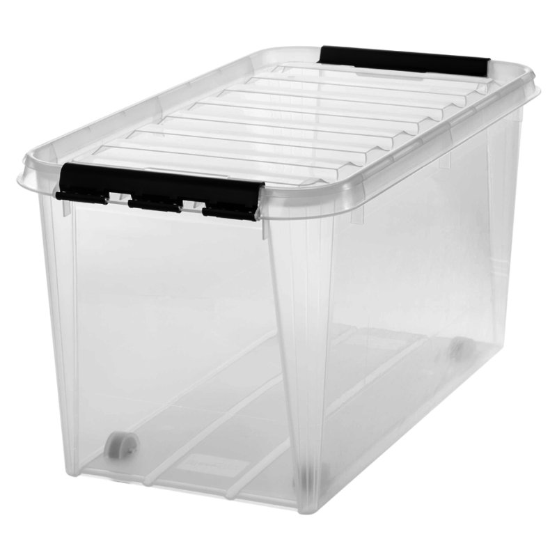 smartstore boîte de rangement CLASSIC, 70 litres, clips noirs, 4 roulettes