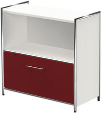 Kerkmann sideboard ARTLINE, wit met rode lade, 800×380×780 mm