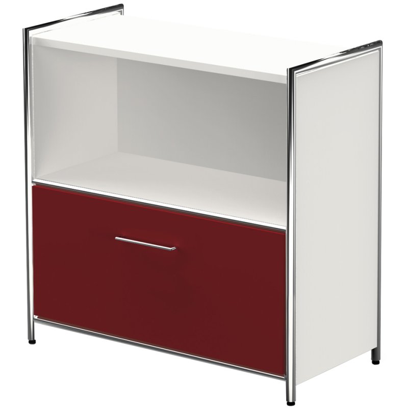 kerkmann sideboard ARTLINE, corps anthracite, tiroir rouge, 800×380×780 mm