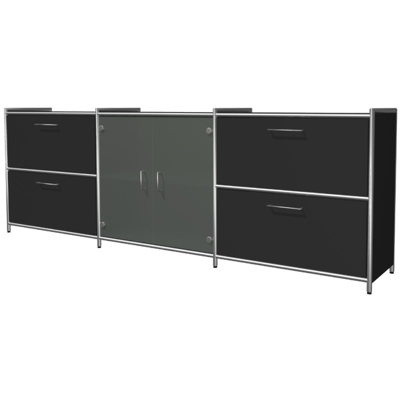 kerkmann sideboard ARTLINE, antraciet, 2360×380×780 mm, 2 glazen deuren