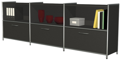 kerkmann sideboard ARTLINE, antraciet, 2360×380×780 mm, 3 schuifladen