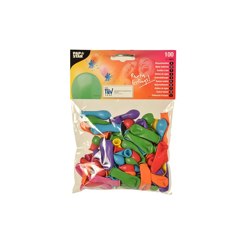 PAPSTAR water balloons, assorted colours, 90 mm, 100 pieces