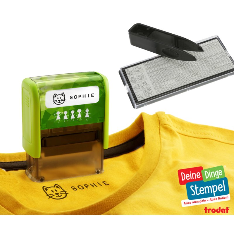 trodat tekststempelmachine Jouw Spullen Stempel, zelfinkend, groen, 38×14 mm