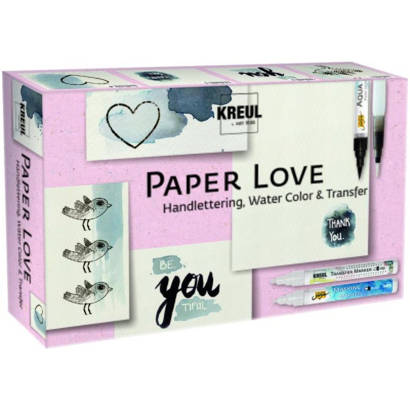 KREUL ensemble créatif PaperLove, hand lettering et aquarelle, 6 pièces