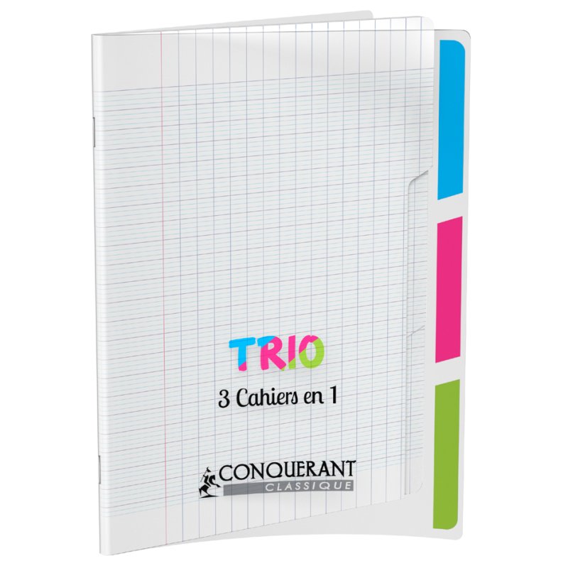 CONQUERANT CLASSIQUE Cahier d'écriture Trio, 17×22 cm, 96 pages, 3 sections