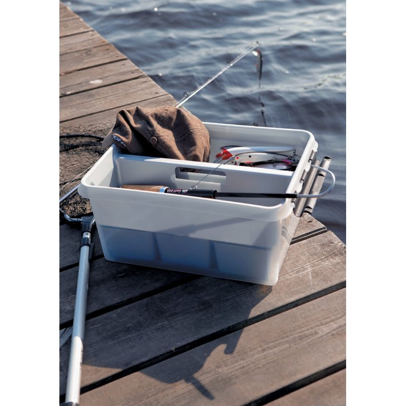 smartstore boîte de rangement CLASSIC, 14 litres, transparent avec clips noirs, 7 séparateurs