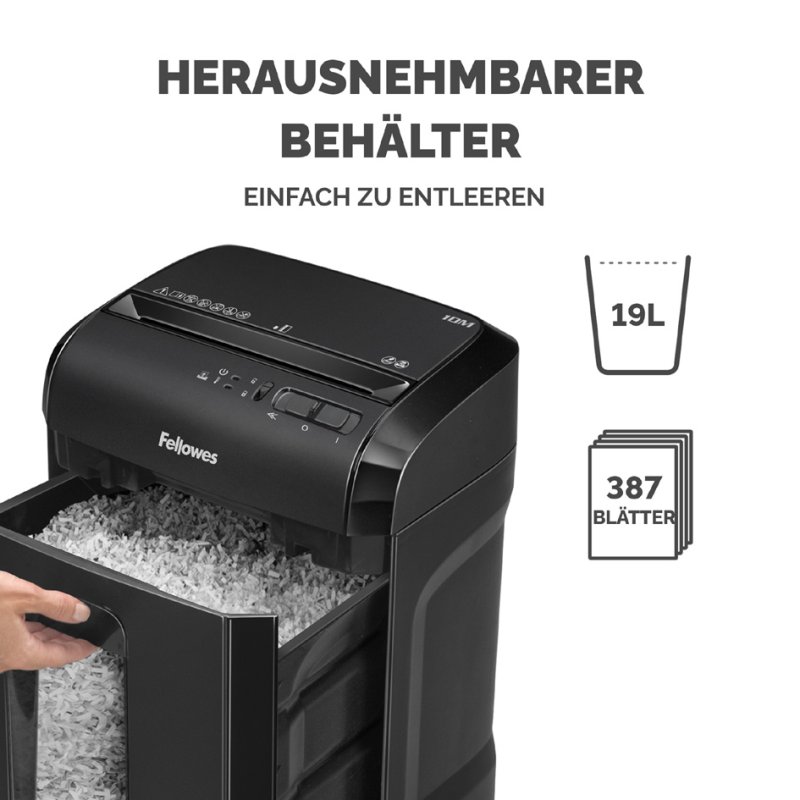 Fellowes destructeur de papier Powershred 10M, noir, 10 feuilles, 19 litres