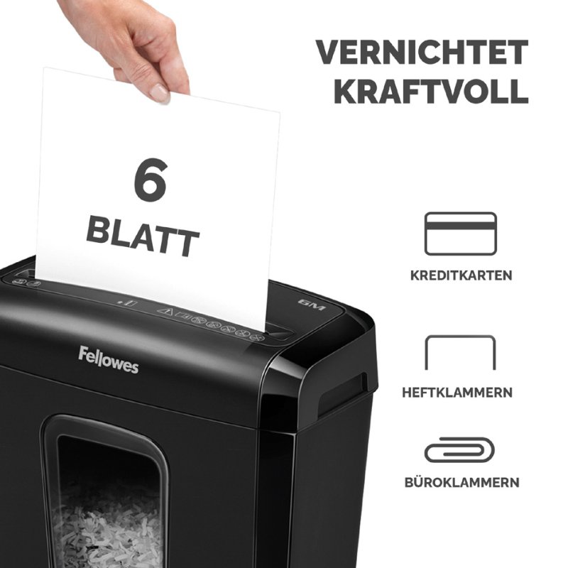 Fellowes papiervernietiger Powershred 6M, 6 vel, P-4, zwart