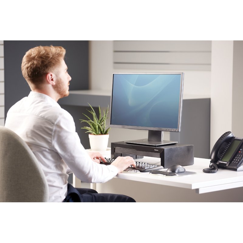 Fellowes socle pour moniteur Designer Office Suites, noir, 3 hauteurs ajustables