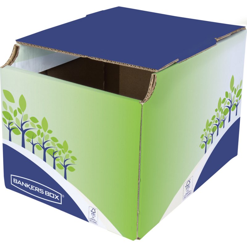 Fellowes BANKERS BOX recyclingbak klein, 100% gerecycled karton, groen/blauw